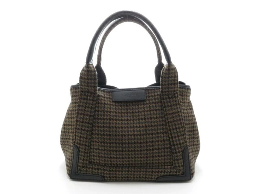 Balenciaga Bag Handbag Navy Blue Cabas Calf Tweed Pouch